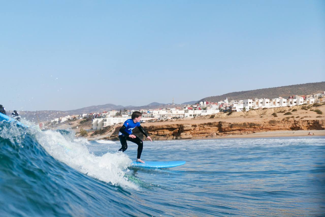 Small clean wave at Banana Beach in Aourir