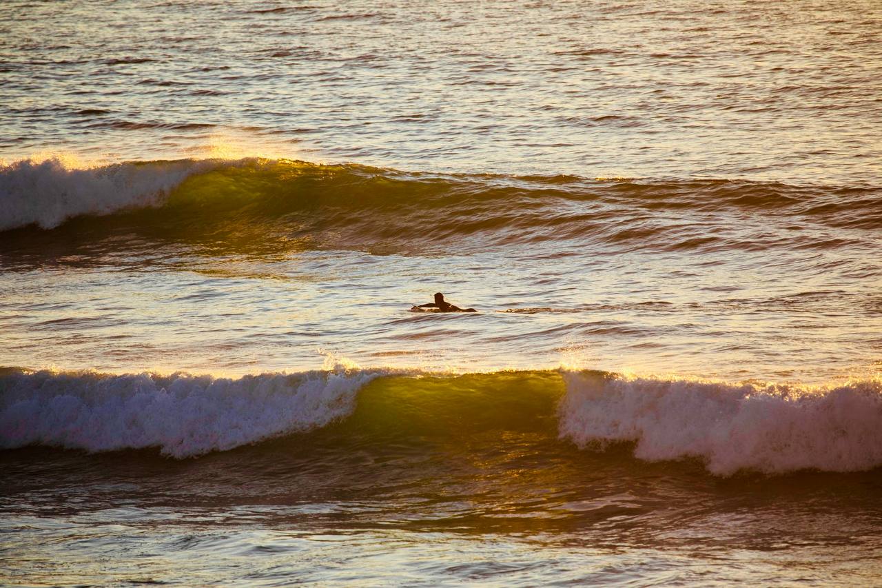 Wave line running through Banana Beach in Aourir