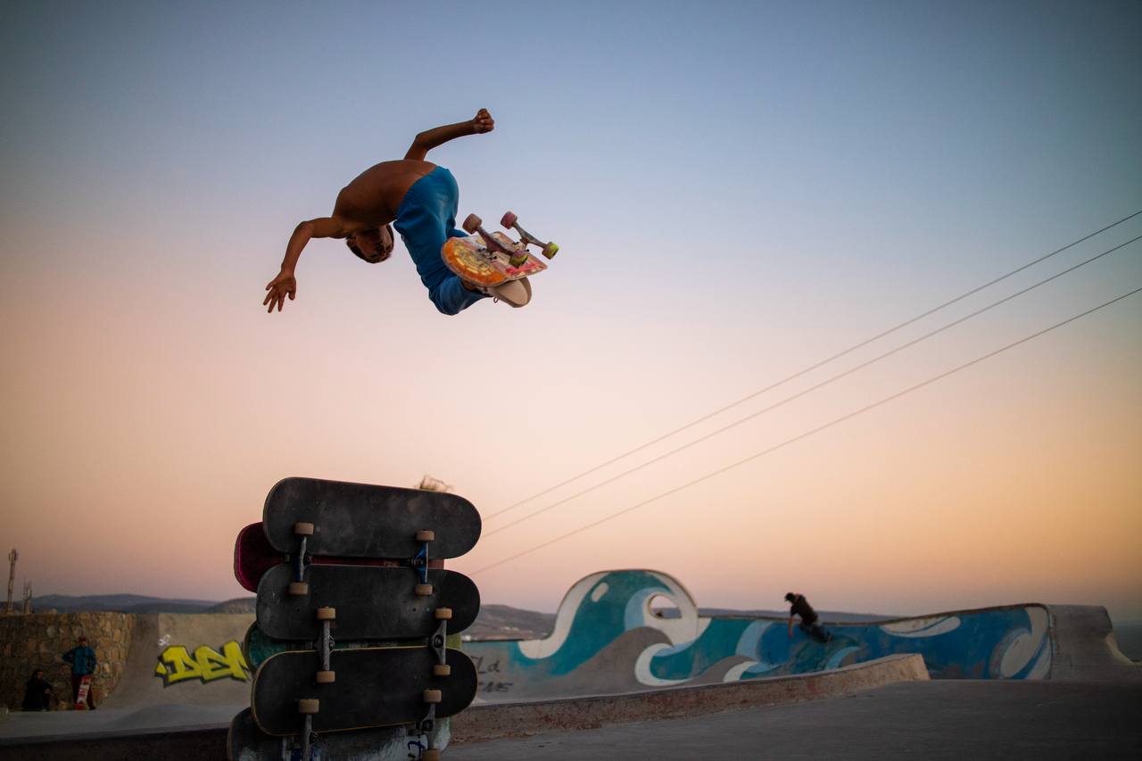 Relaxed surf lifestyle scene in Taghazout, Morocco